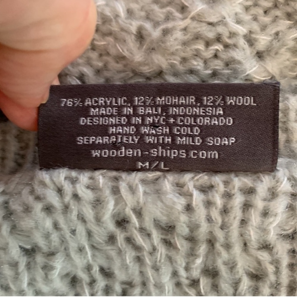 Wooden Ships Textured V-Neck Mohair Wool Blend Sweater - Picture 7 of 7